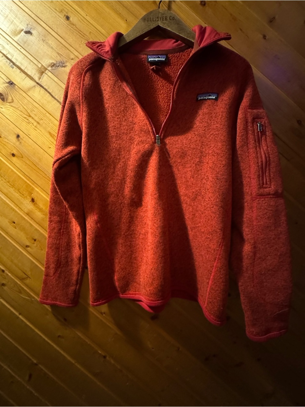 Patagonia Men’s Orange Red Zip-Up Fleece Pullover